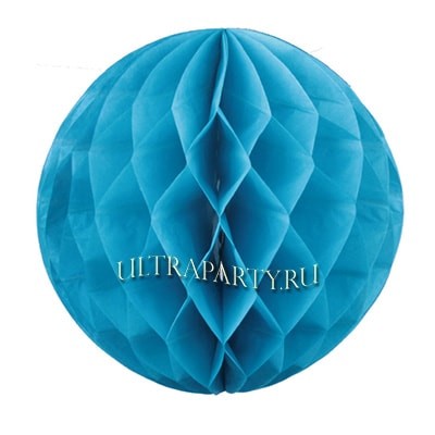 Бумажный шар голубой, 25 см