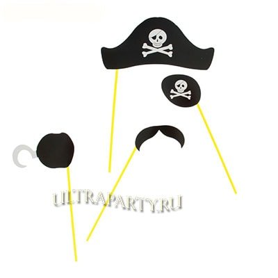 Фотобутафория Пират шляпа наглазник усы крюк