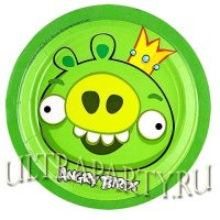 Тарелки Angry Birds зеленые, 8 шт