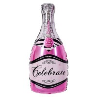 Шар-фигура Бутылка шампанского розовая