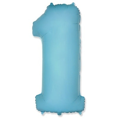 Шар пастель голубой цифра 1 