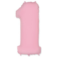 Шар пастель розовый цифра 1