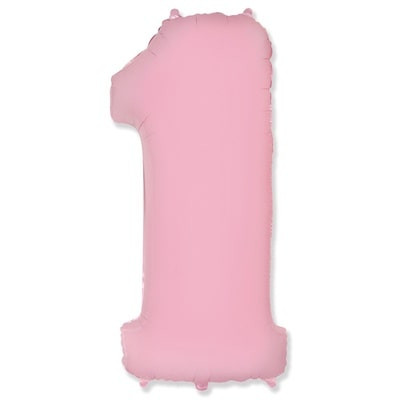 Шар пастель розовый цифра 1