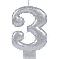Свеча-цифра 3 серебро