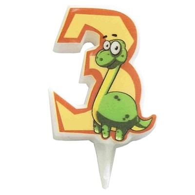 Свеча-цифра 3 динозавр
