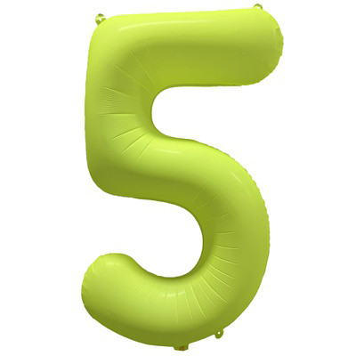 Шар цифра 5 неон желтый