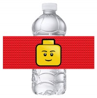 Набор наклеек на бутылки Лего красный