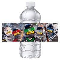 Набор наклеек на бутылки Лего Ниндзяго серый