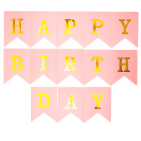 Гирлянда-буквы С Днем Рождения розовая