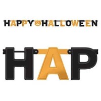 Гирлянда-буквы Happy Halloween черно-оранжевая